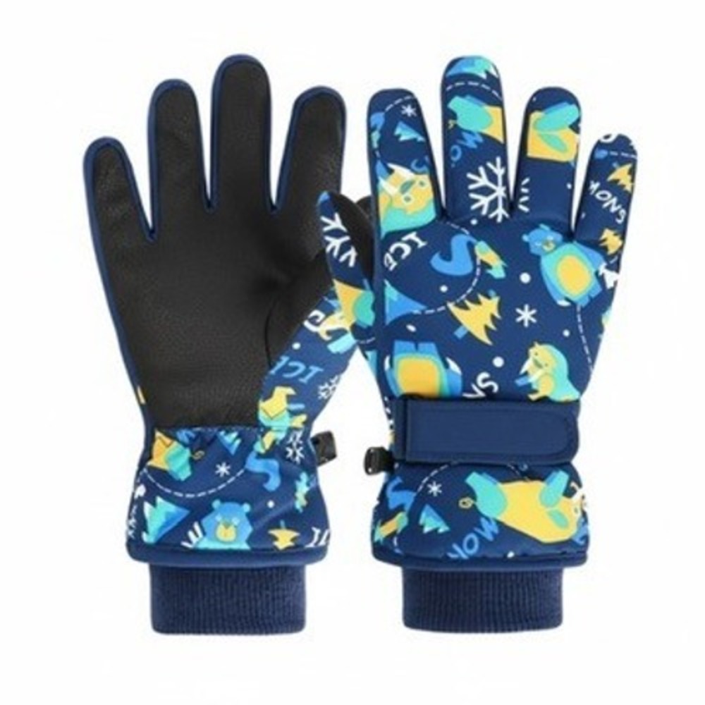 Kids Winter‎ Snowboarding Ski Gloves 7-9 YO Gray Animals Snow Insulated Warm